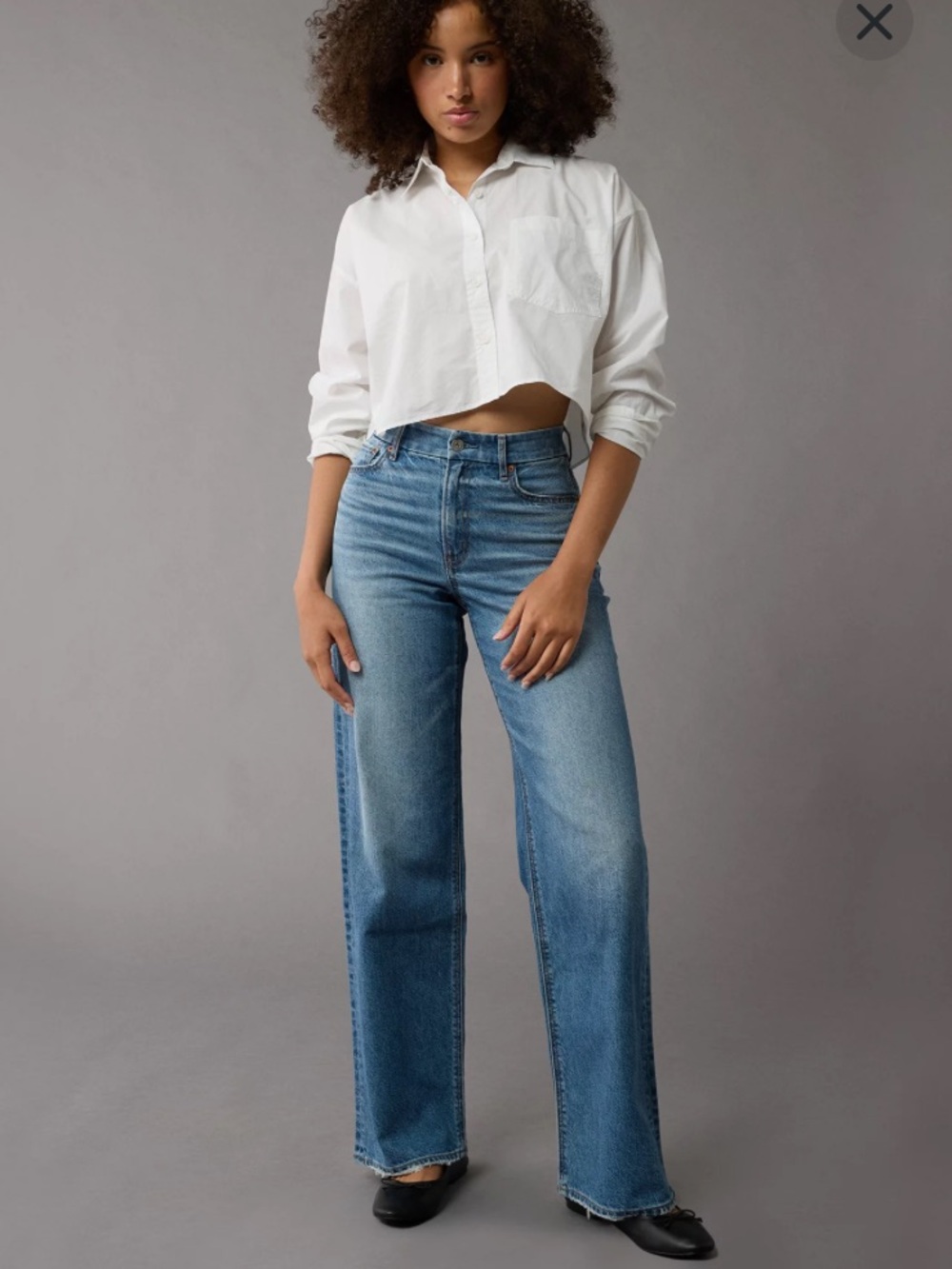 Curvy super high-rise baggy straight jeans